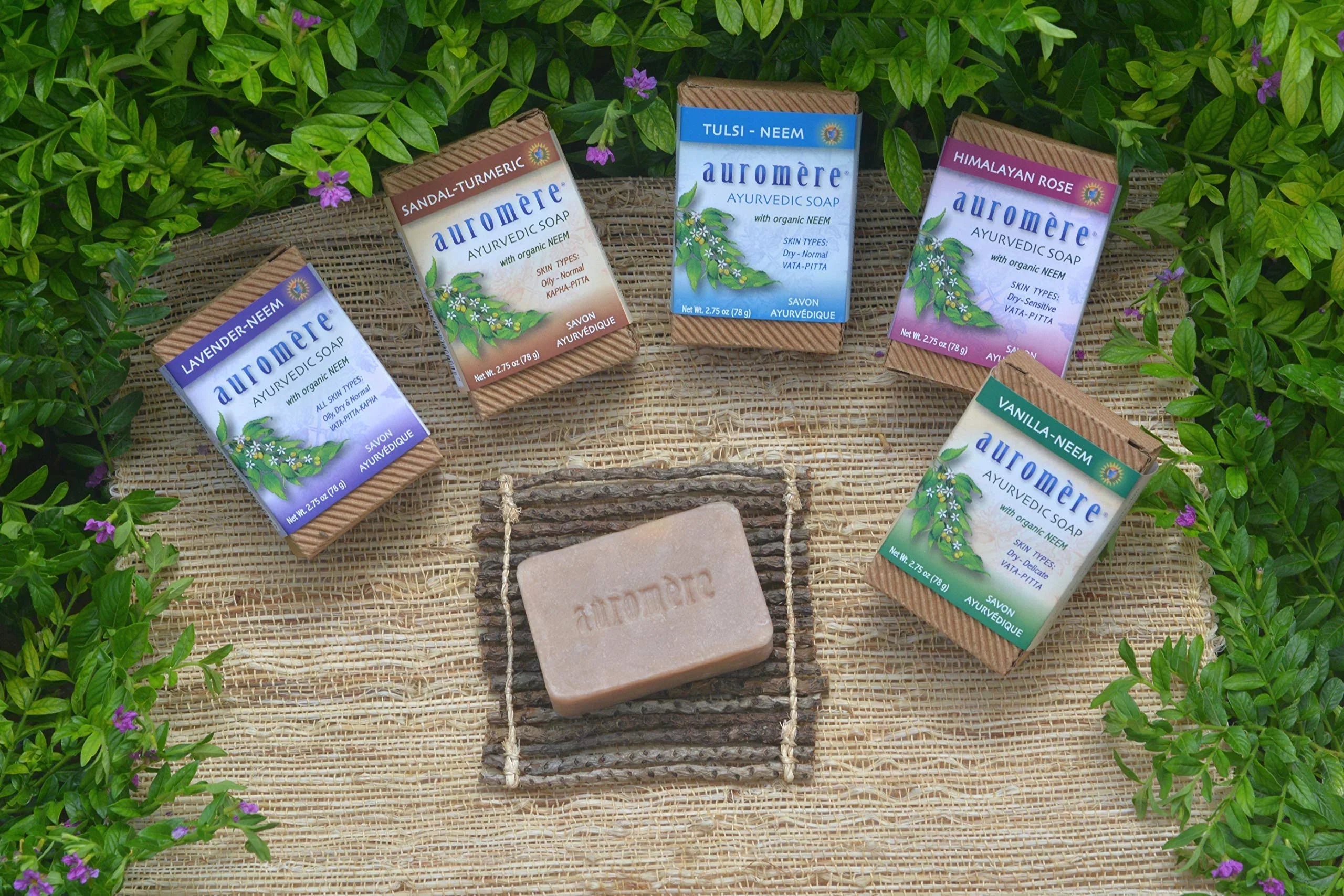 Non Ayurvedic Oz), Soap, Vegan, Natural, Auromere 5 Handmade, Eco Free, Gmo Neem Tulsi Pack. (2.75 Friendly, Bar - Cruelty