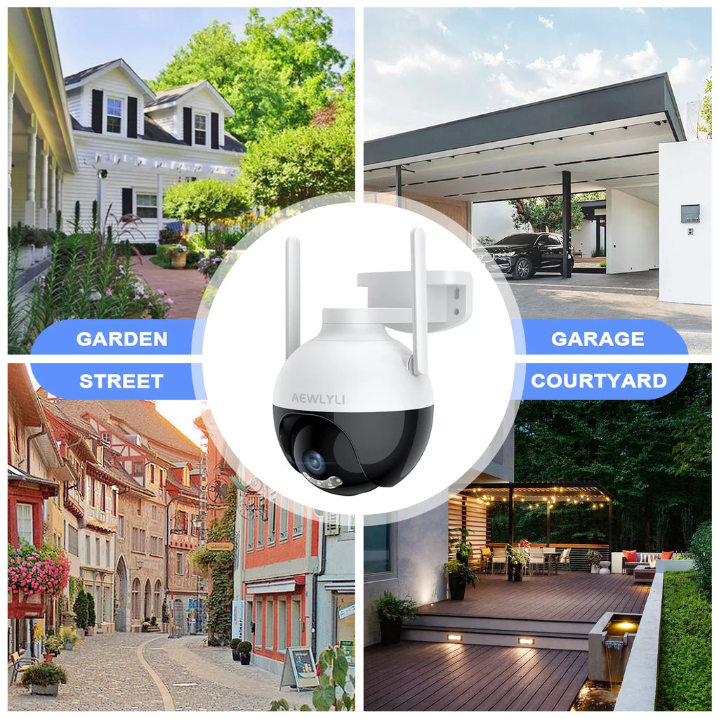 AEWLYLI with Color Night Camera 2.4G/2.5K/4MP Outdoor Camera Siren,360° & View,Home WiFi, Wireless Detection Security Vision,Spotlight Motion