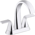 Polished 2-Handle in. 4 in Bathroom Chrome Cursiva KOHLER Centerset Faucet