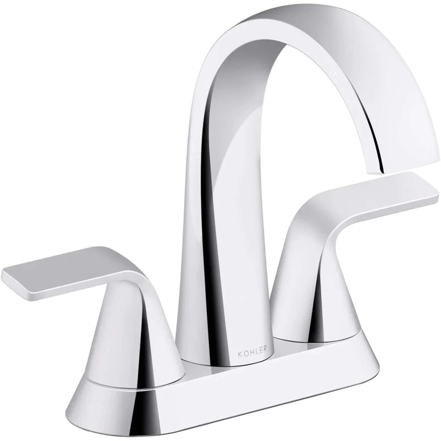 Polished 2-Handle in. 4 in Bathroom Chrome Cursiva KOHLER Centerset Faucet