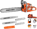 Proyama 62Cc 2-Cyklowa Piła Łańcuchowa Zasilana Gazem, Ręczna Akumulatorowa Piła Łańcuchowa Benzynowa 56 Cm, Do Cięcia Drewna Drzewnego(62Cc 18In+22In