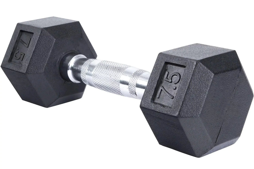 Dumbbell lbs Coated 2.5-22.5 Rubber 5 Fitness Set - (New) French Hex Pair