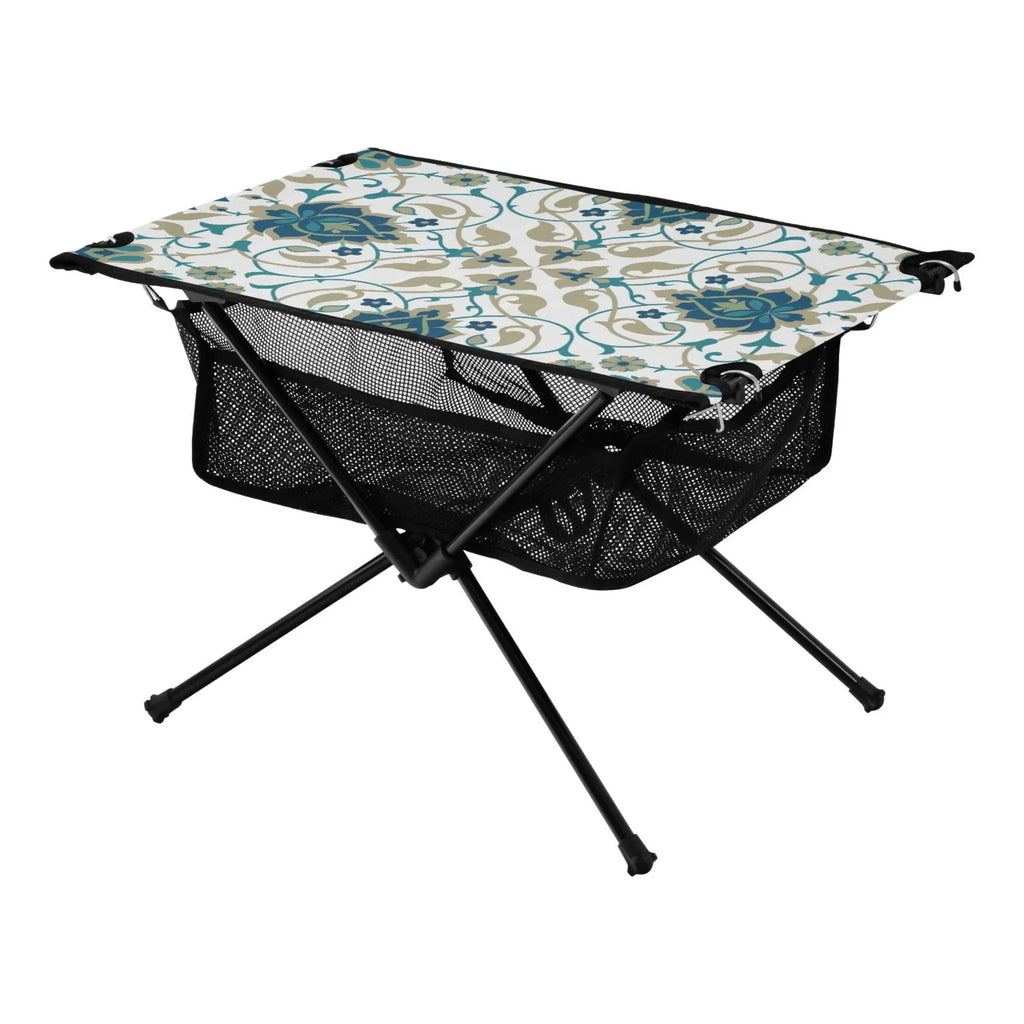 Folding Fishing Print Beach Outdoor Storage Table with Indian Table for Picnic Travel Camping Table BBQ Compact Bag transportable