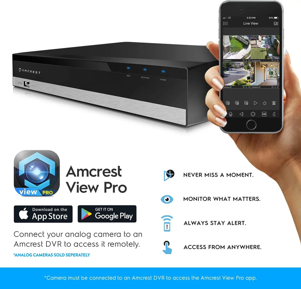 Analog 8 Amcrest & Face Detection Smart (AMDV5108-I3) 4K Channel Human AI for & IP Vehicle Amcrest Recognition, Cameras AI DVR Security AI DVR System Security Camera DVR, Cameras, Recorder,