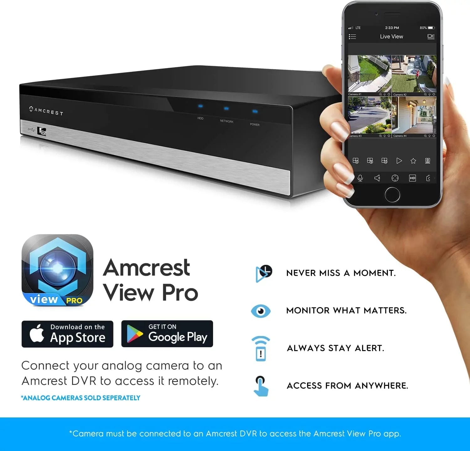 Analog 8 Amcrest & Face Detection Smart (AMDV5108-I3) 4K Channel Human AI for & IP Vehicle Amcrest Recognition, Cameras AI DVR Security AI DVR System Security Camera DVR, Cameras, Recorder,