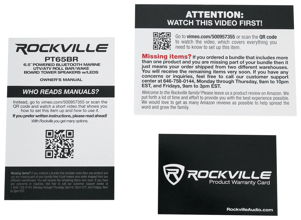 Rockville PT65BR LED 6.5 (4) inch ATV/UTV/RZR Powered For Tower Speakers Bluetooth