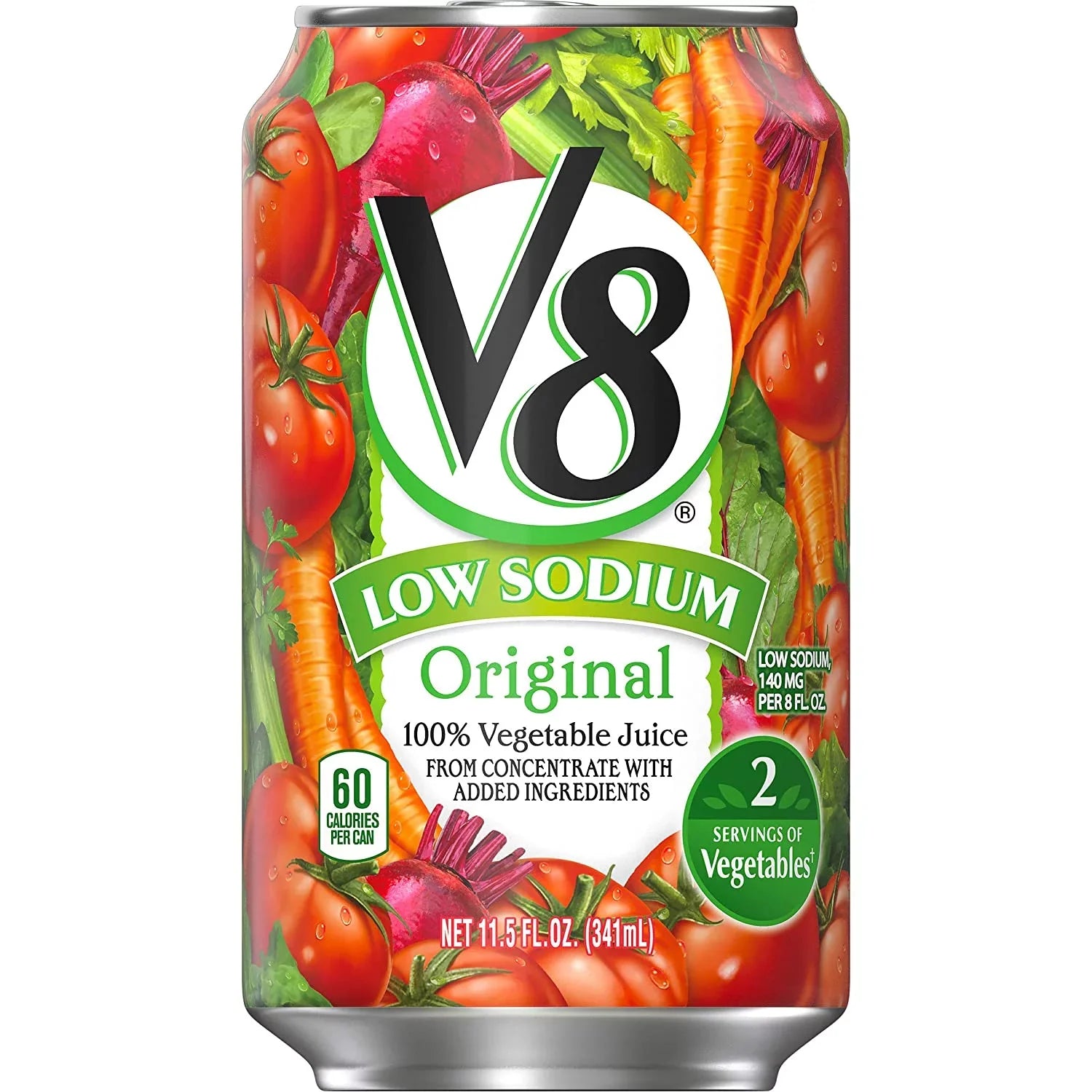 24) Low Original Vegetable V8 Can Of (Pack Juice, 11.5 Oz. Sodium 100%