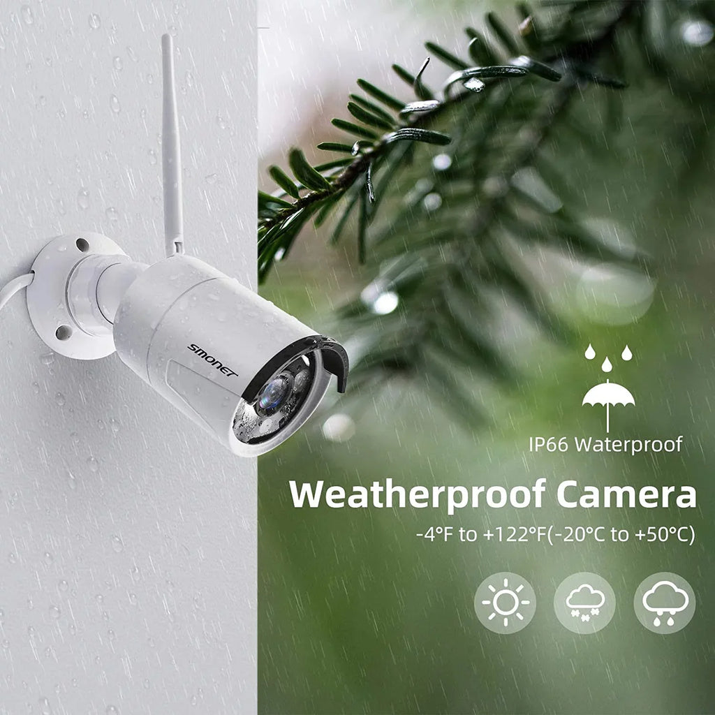 Cameras,P2P,Night Kits, with System 3MP Hard SMONET Indoor Outdoor Camera Wireless Detection 3TB Drive,8CH Audio, Vision,AI NVR Security CCTV Human 8Pcs 3MP 3MP Surveillance