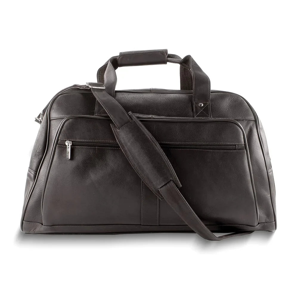 Laptop Leather Brown Duffle Strap Pocket and with Bag Adjustable Dark QGM23256