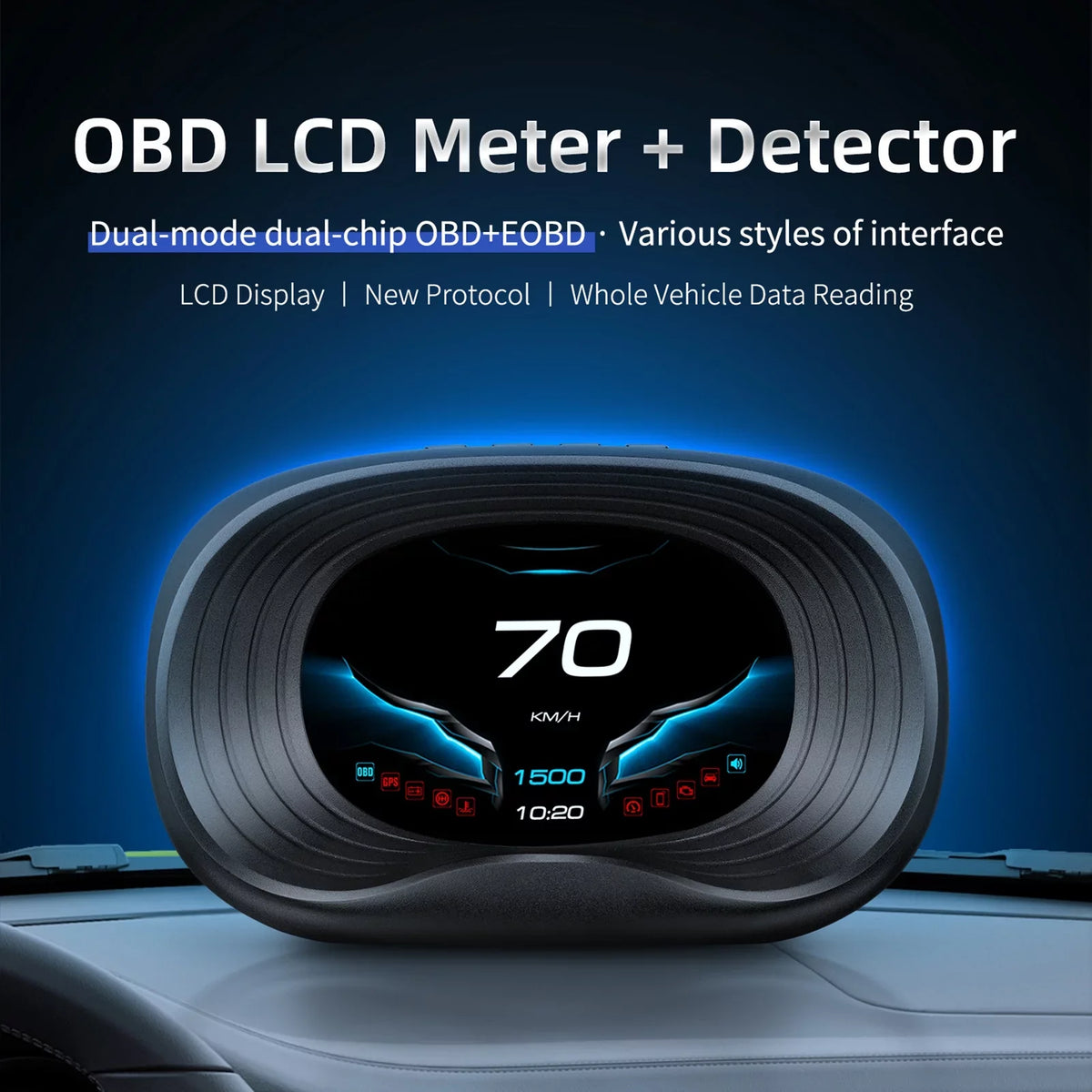 Up Display OBDII Speed OBD Speedometer Clock Head Single Mileage Car Nebublu Interface, Head Voltage Display with Display, Digital
