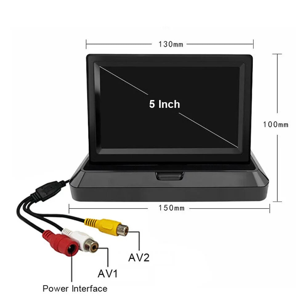 Display Backup Monitor View LED 5in Foldable Night LCD Car Rear Camera