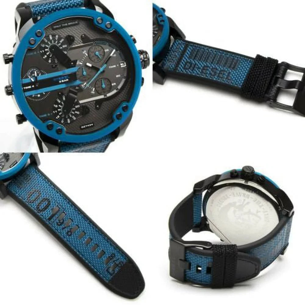 MR. MEN'S NYLON CHRONOGRAPH 4 DADDY BLACK TIME 2.0 DZ7434 WATCH NEW DIESEL