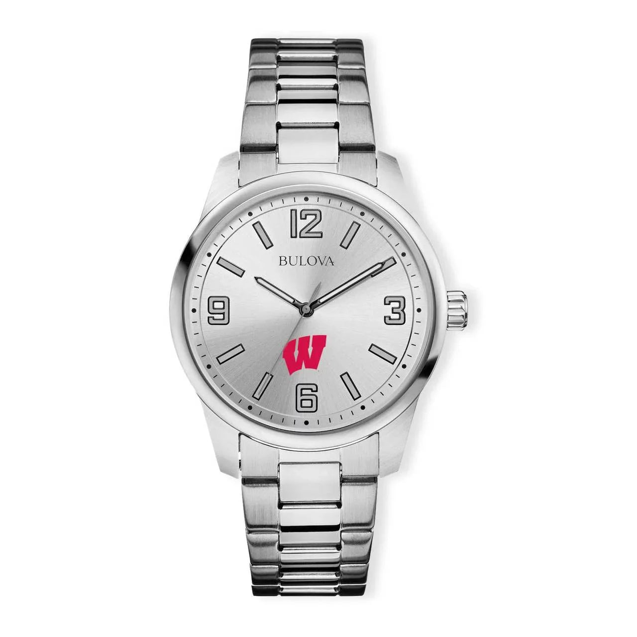 Men`s Bulova Bracelet Corporate Classic Watch Wisconsin Silver-Tone Badgers