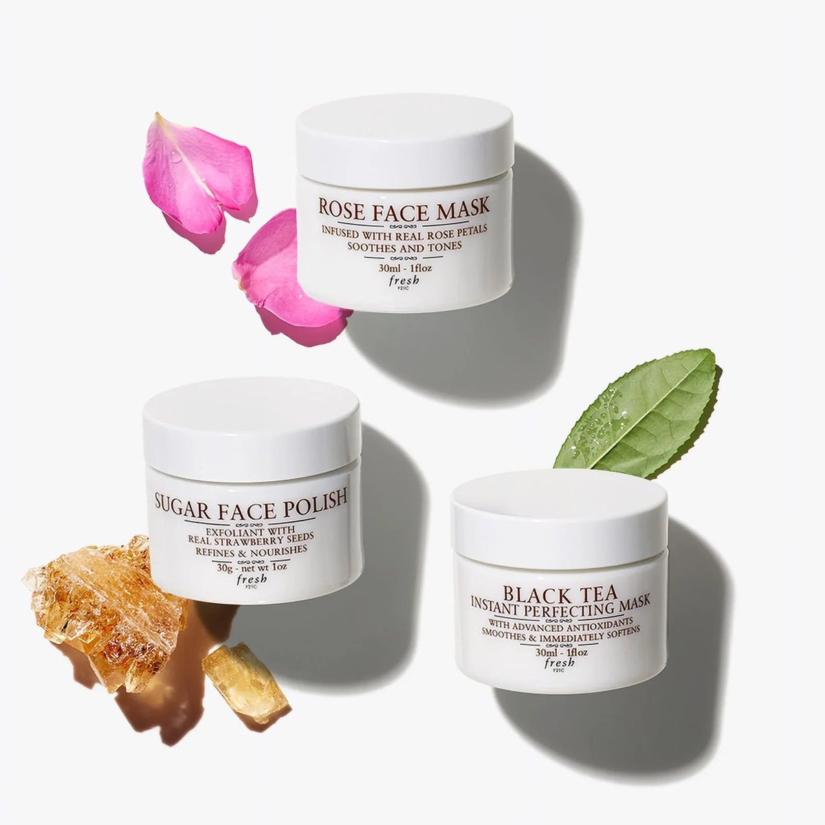 Mask, Set, Antioxidants Set, Tea, (Gift Mask Sugar Fresh Black Face Essentials Pack) Advanced Rose Masks: Polish, Face 3 Face *EN Facial Gift
