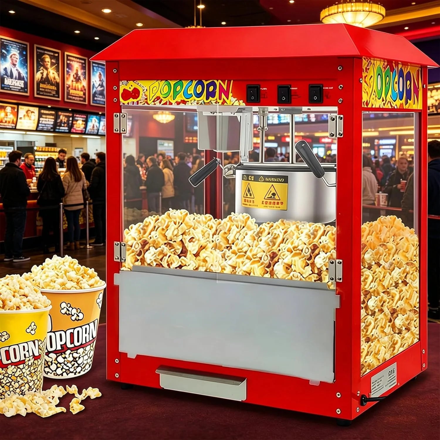 Komercyjna Maszyna Do Popcornu Z Czajnikiem 10 Uncji I Podgrzewaną Lampką, Nablatowa Maszyna Do Popcornu O Mocy 1400 W Do Domu, Teatru I Firmy, W Styl