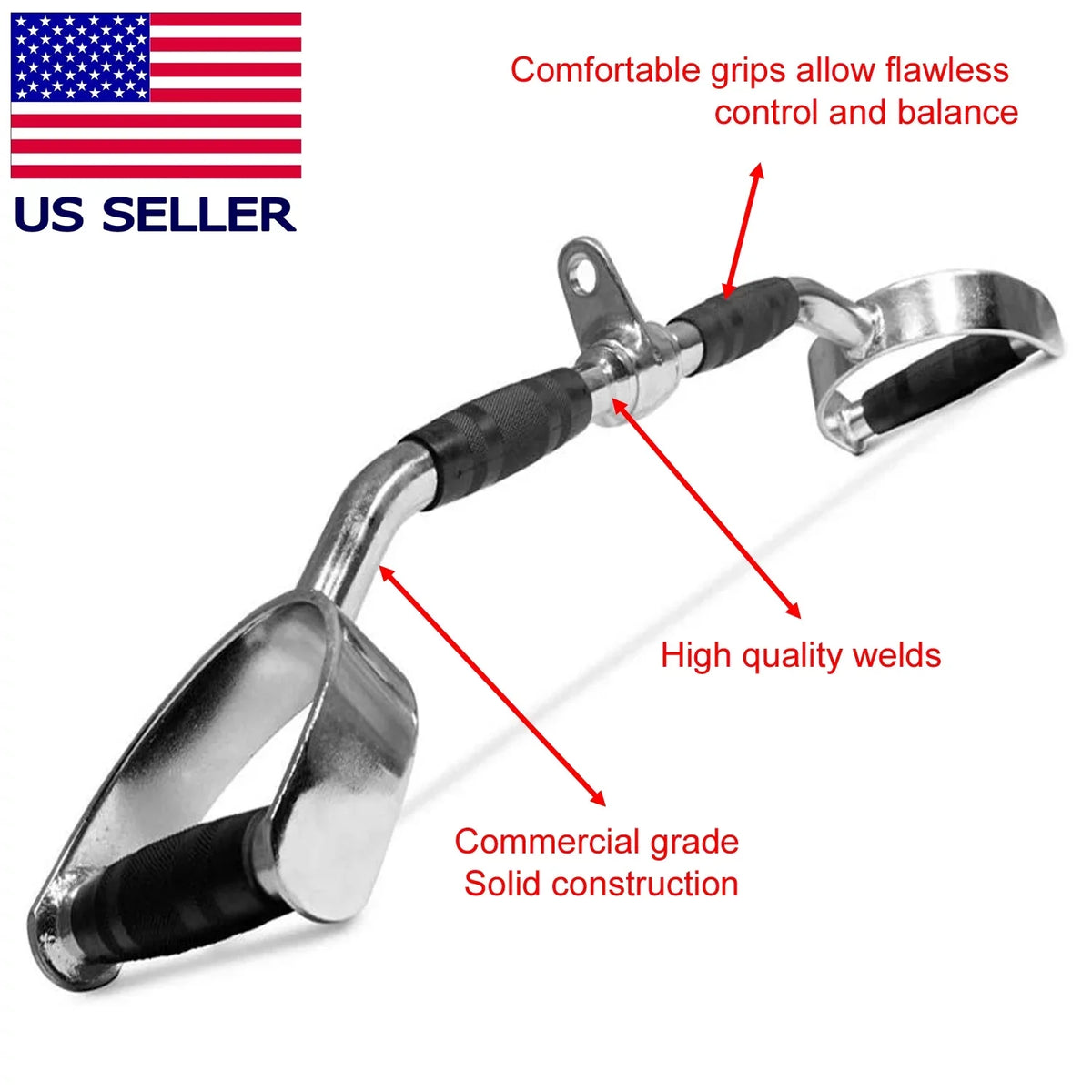 Attachments Attachment LAT Cable Chrome Handle Gym Bar Strength PressDown Fitness Gym Maniac Home Home Machine 28 Training inch Exercise