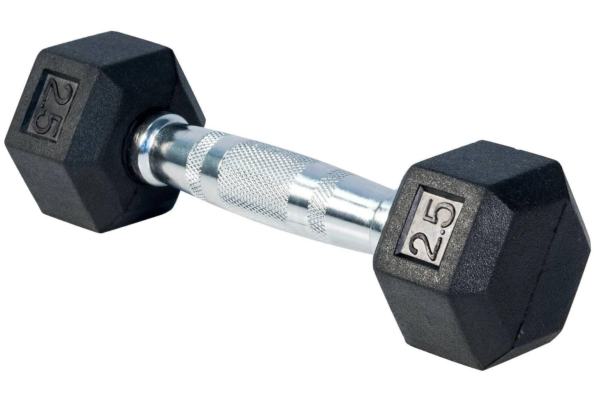 Dumbbell lbs Coated 2.5-22.5 Rubber 5 Fitness Set - (New) French Hex Pair