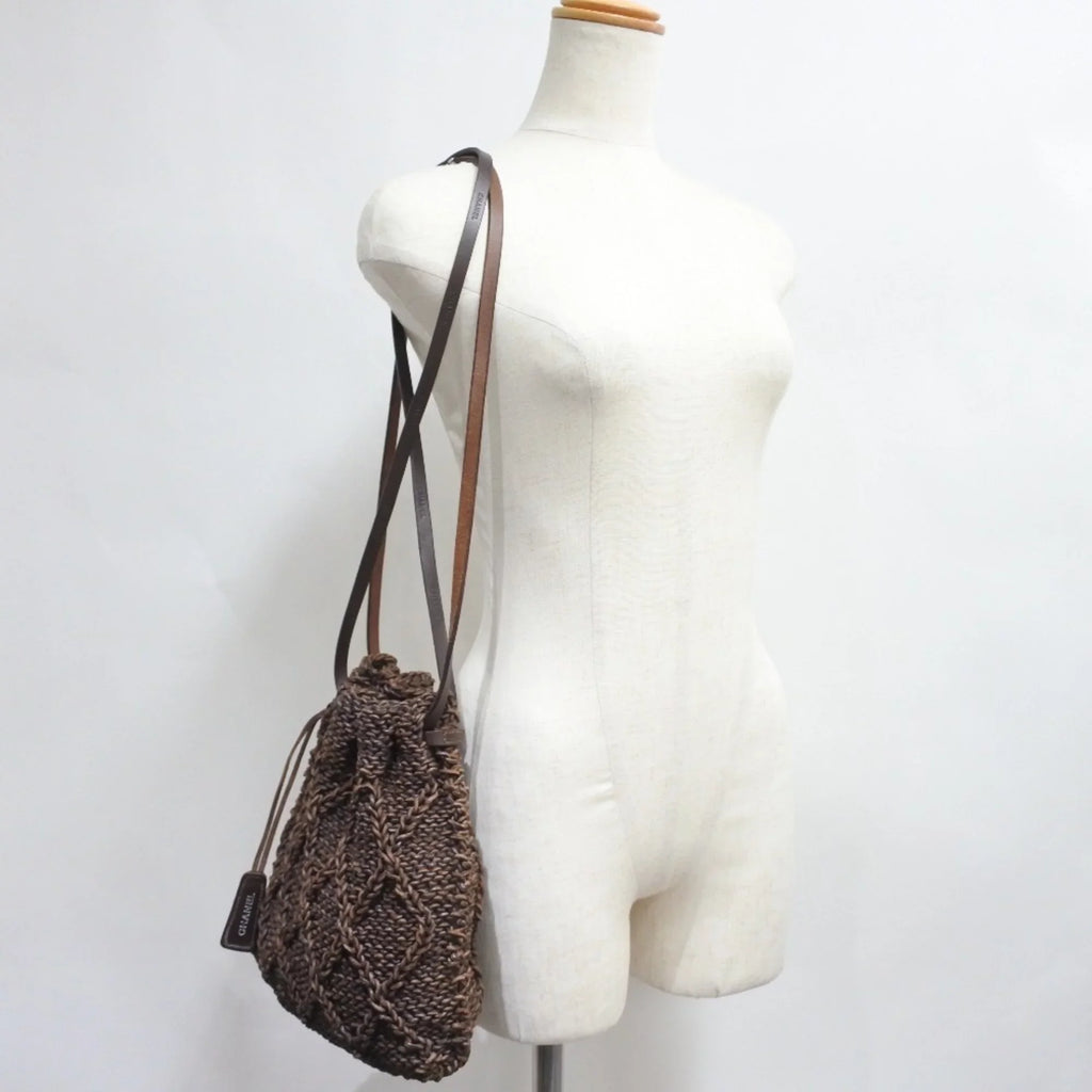 Bag Leather Women's (Good) Brown Chanel Shoulder Mesh Braided Pre-Owned
