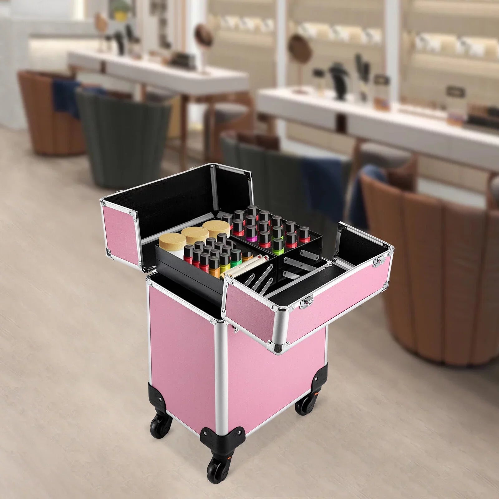 Makeup Trolley Train Makeup Storage Case Organizer Cosmetic Rolling Professional