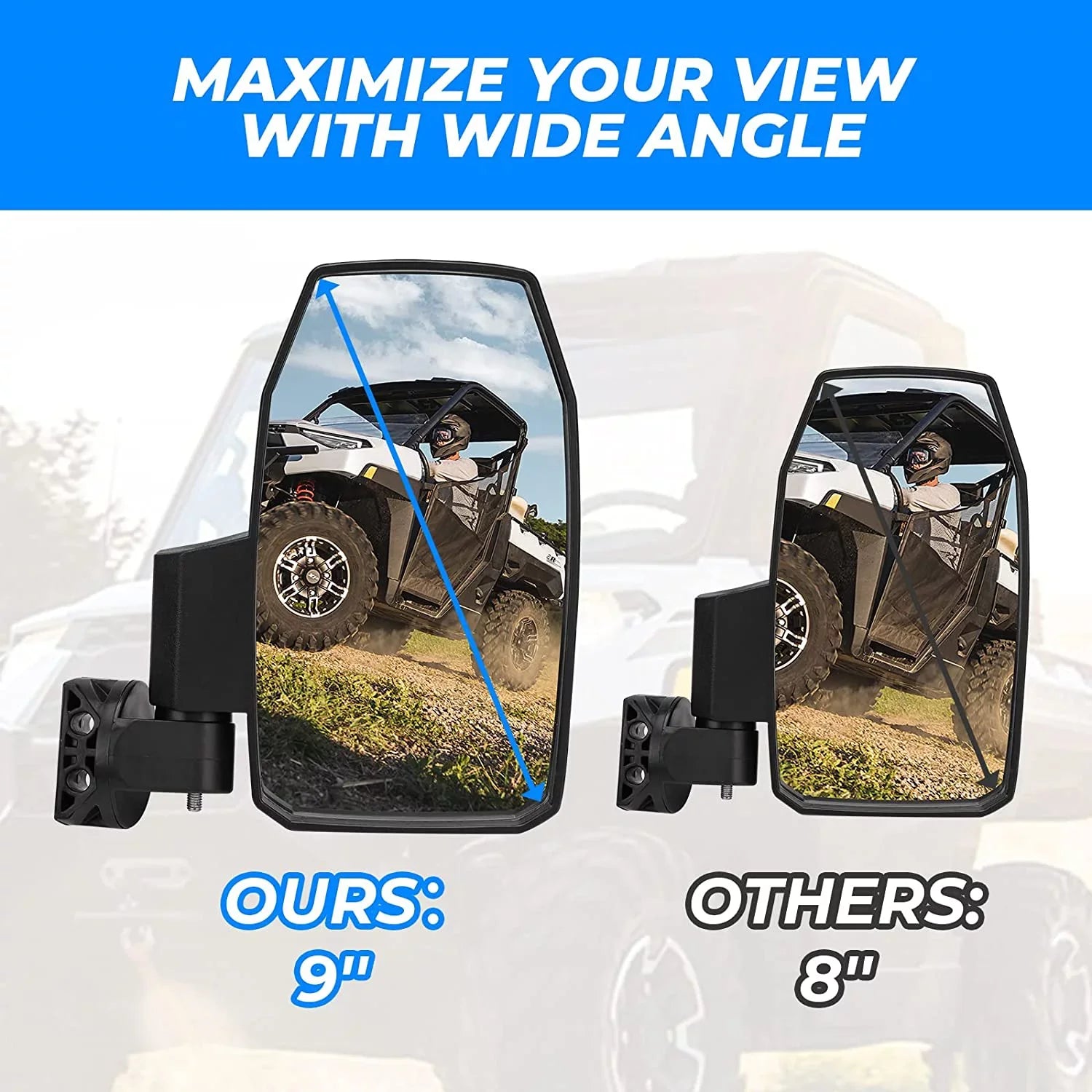 Maverick 900 Polaris for Trail Pro-Fit 570 Defender Ranger XP Mirrors Mirrors,Wider View 1000 Rear Kemimoto Door) Side UTV Mirrors Side Can-Am General (Not 1000 Compatible with