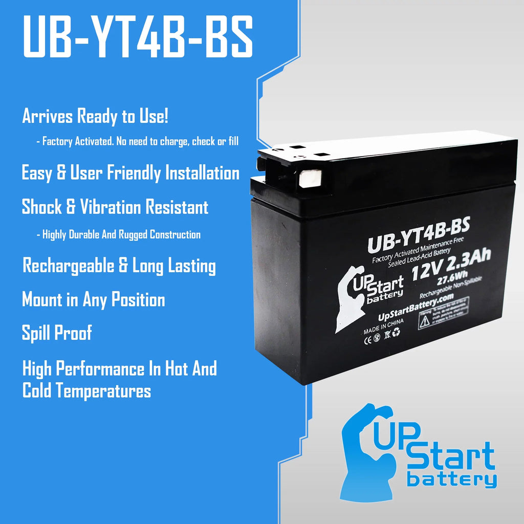 2015 UpStart 110CC 3-Pack for TTR110E 2.3Ah, Replacement Maintenance Factory 12V, Battery Free, - Motorcycle Activated, Battery Yamaha UB-YT4B-BS