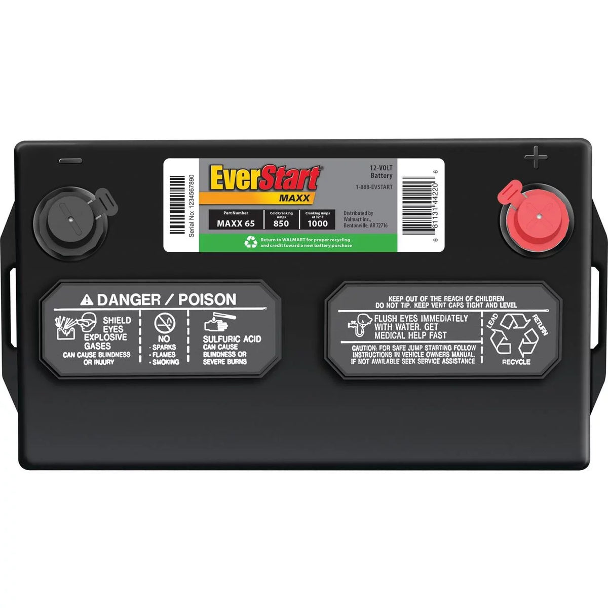 Maxx Battery, Lead Automotive Volt Acid Group 12 CCA EverStart 65 850 Size
