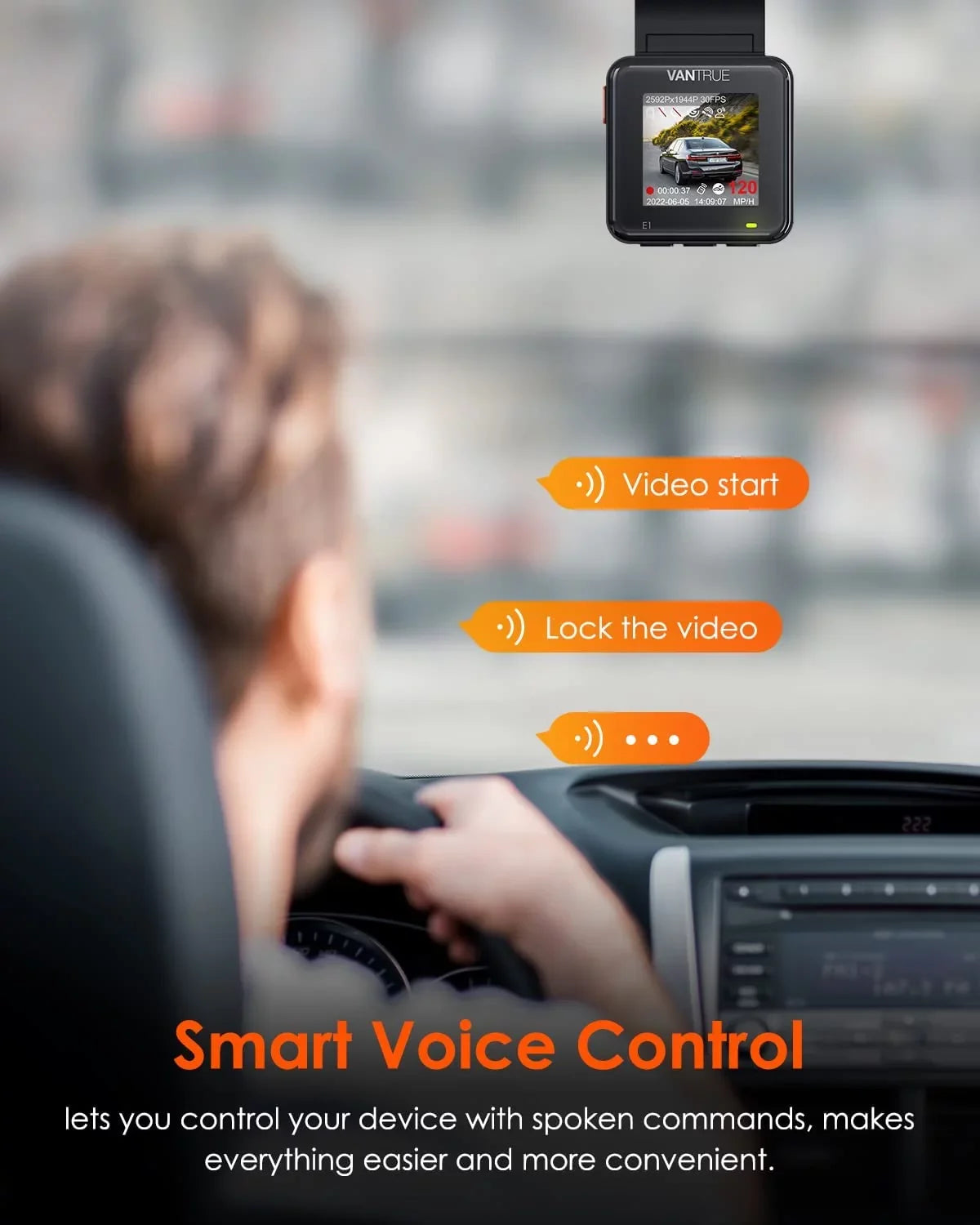 and Max Buffered WiFi Wireless Night with APP, Support 24 Motion Controller, Vision, Voice GPS Car Hours Parking Mode, Camera, E1 Mini Dash Detection, Dash Control Vantrue Front Cam 512GB 2.7K Speed,