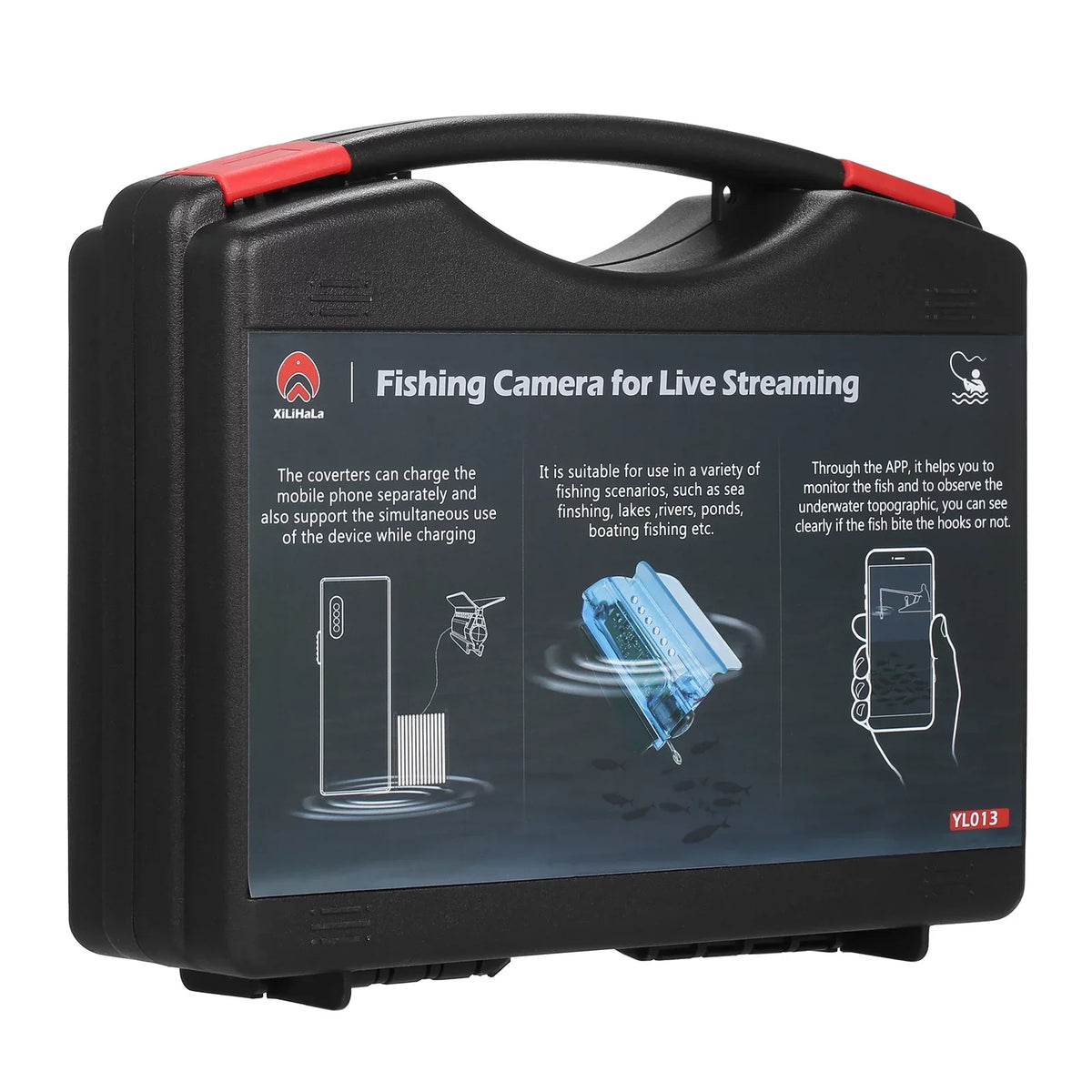 Boat Mobile 1080P Control Ice Cable Fishing Case for Fishing Holder Cage Underwater Live with Carry Sea Video Fish APP Phone with Camera Camera 50M Lake Fishing Bait Finder MIXFEER Kayak