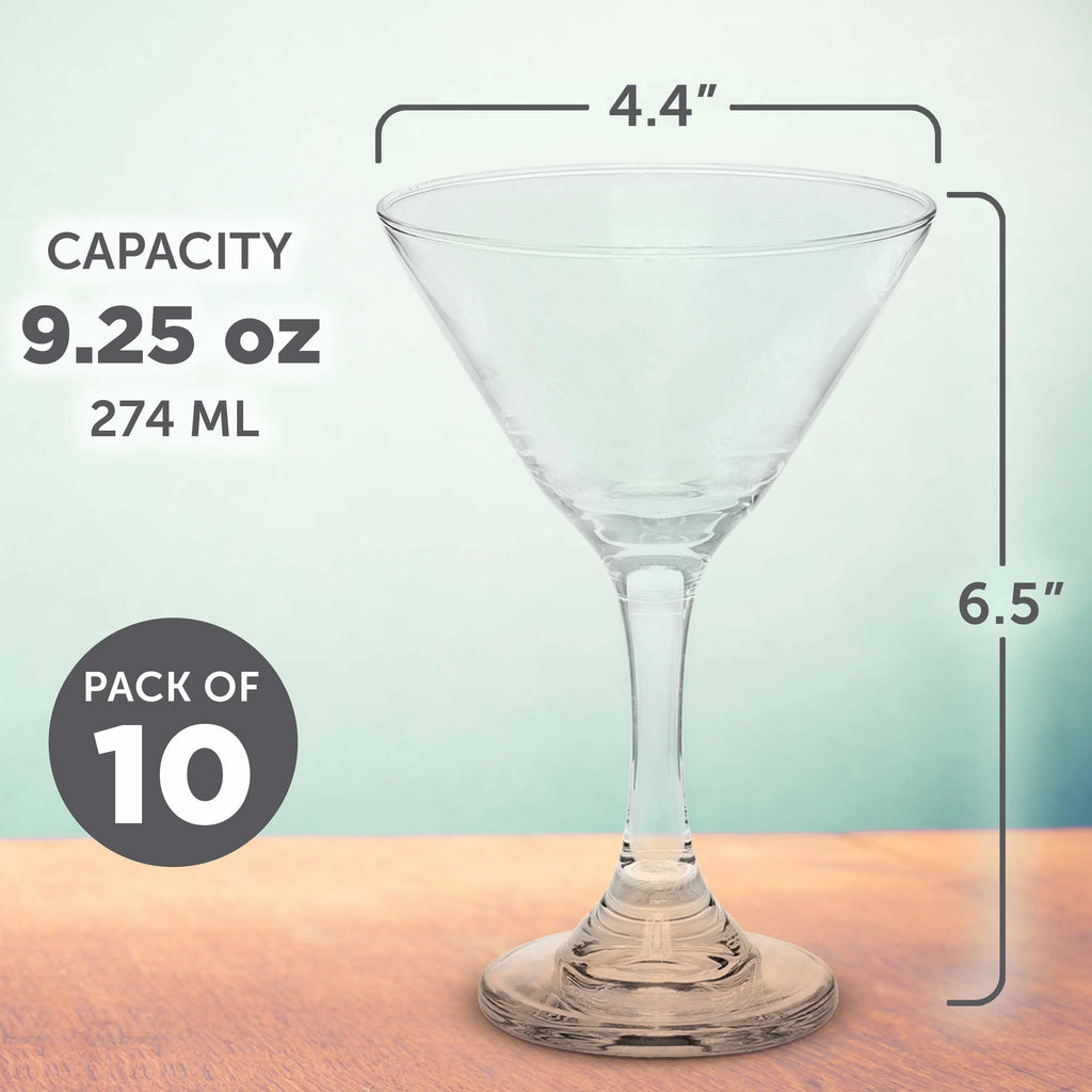 Martini 10, Clear Glasses Events oz. Wedding Cocktails, Classic - Great - 9.25 Pack Party Set Favors, Bulk of Favors, for
