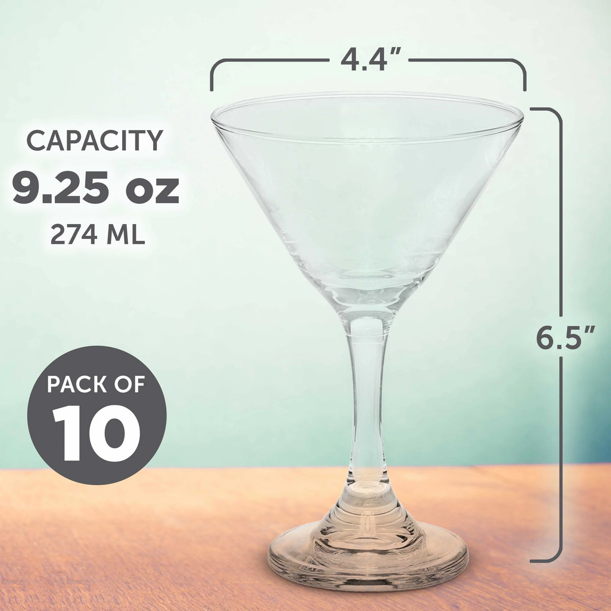 Martini 10, Clear Glasses Events oz. Wedding Cocktails, Classic - Great - 9.25 Pack Party Set Favors, Bulk of Favors, for