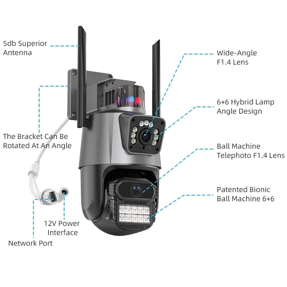 1080P Camera Slot Antenna Outdoor Audio Card TF IP66 Waterproof Two-Way Real-time HD Dual Enhanced