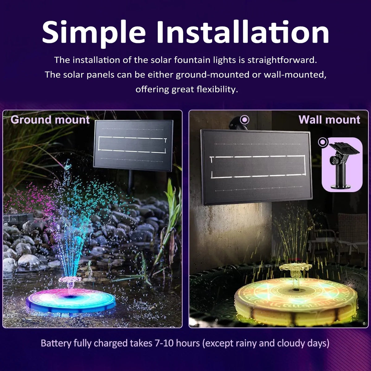 with Fountain Dcenta for Garden Pond Fountains Powered Light Solar Control Remote Bird Bath