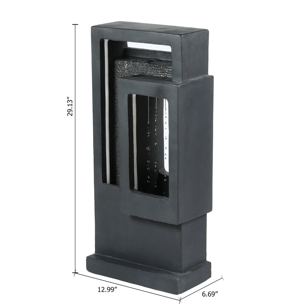 Fountain Led Outdoor With Light Column Gray HomeStock Resin Victorian Vintage Raining
