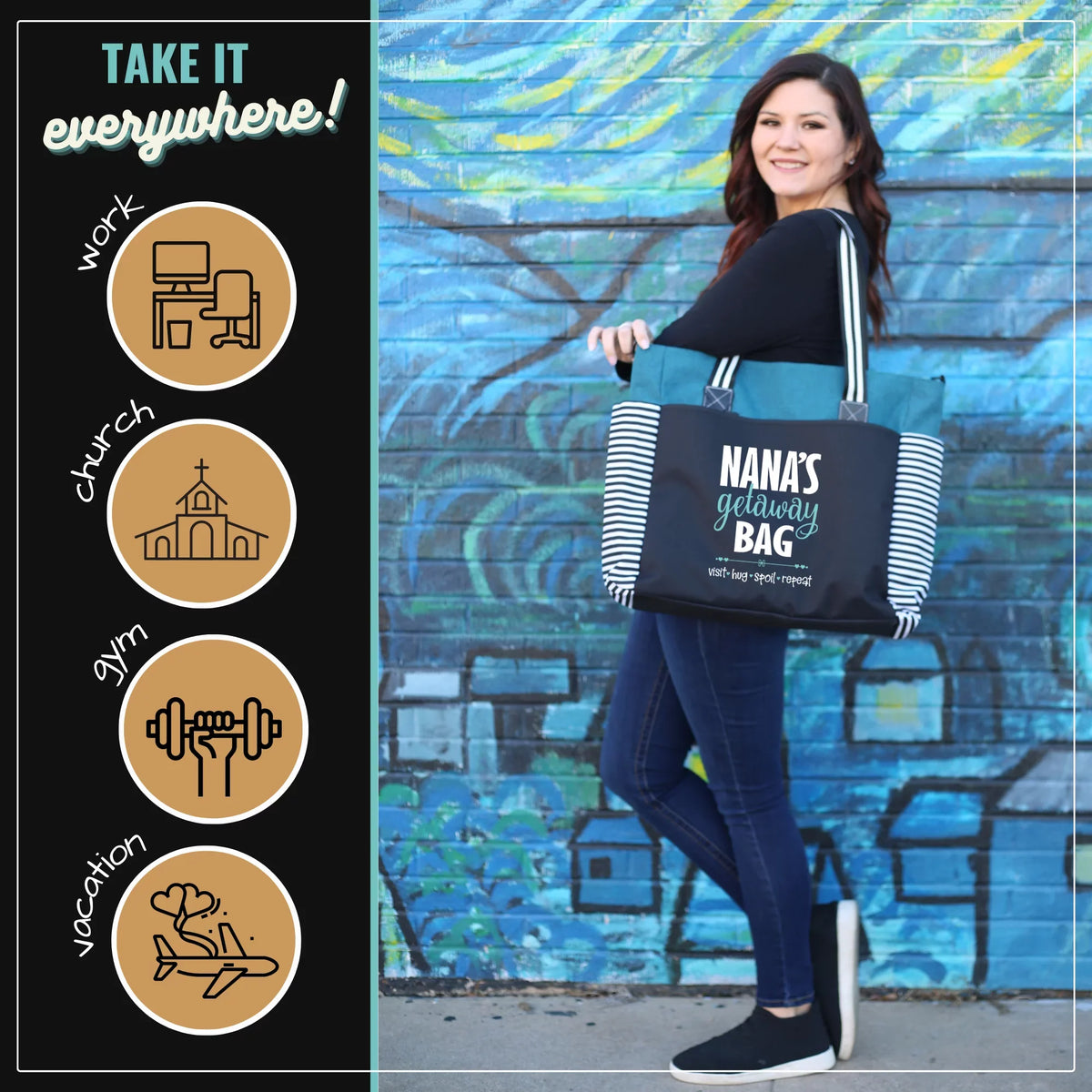Nana Teal Tote for Bag Getaway LouLou Grandmothers