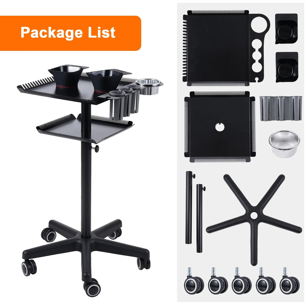 2 Salon Wheels Cart Movable Hair Stand Beauty Clinic Salon Cart Salon Cart With Stand Trolley,Station Movable Hair Salon 2-tier Adjustable Salon Adjustable Adjustable On Hair Beauty 2 Salons Bestauty