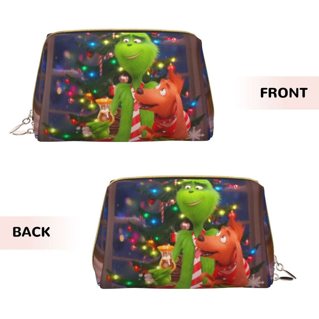 movable Purse Travel Gift Leather Cosmetic Grinch Bag Film Pouch Organizer Storage Makeup Toiletry Bag