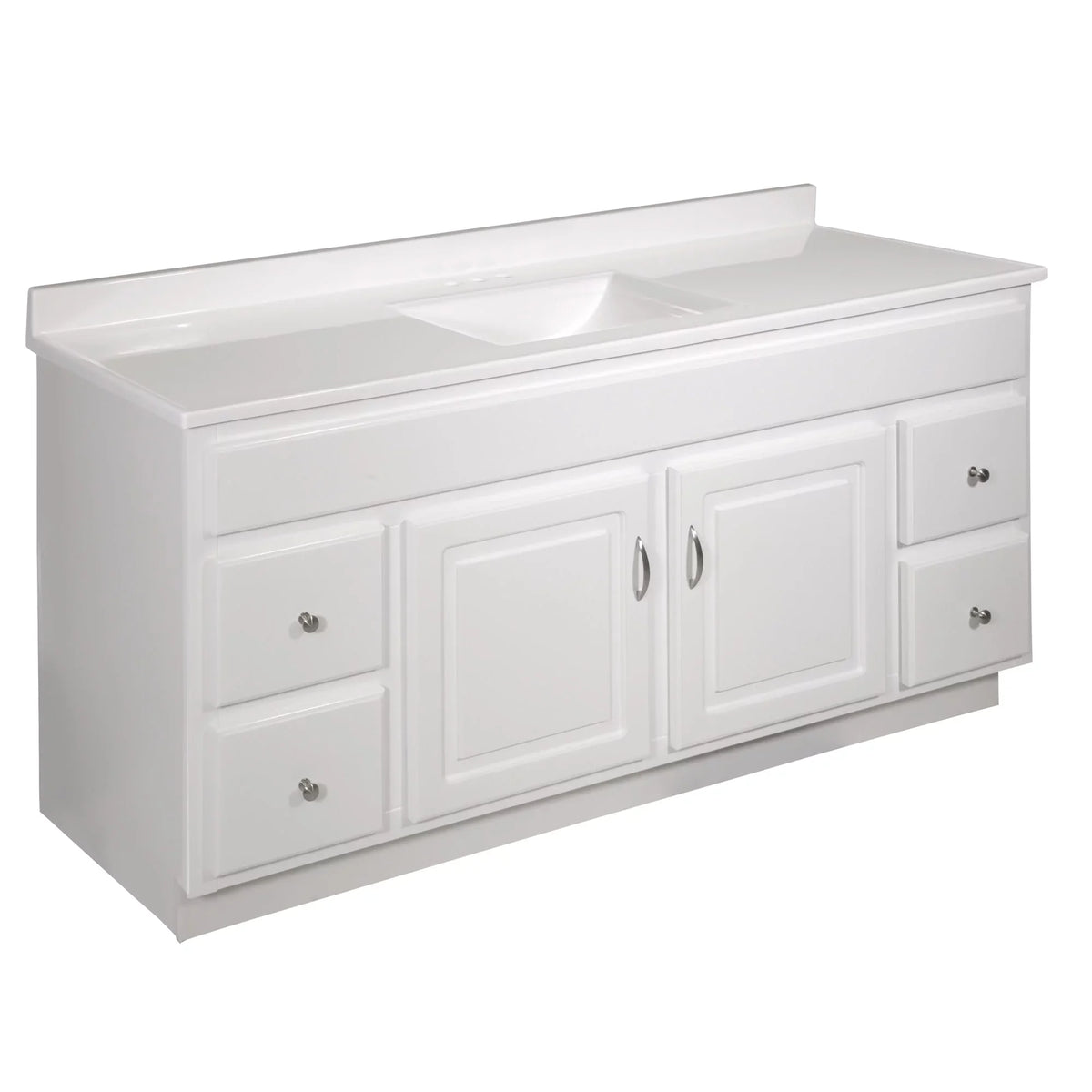 Top Centerset Vanity Solid Marble Camilla Single Integrated Cultured House with 61-inch Design Mount White Bow Backsplash, 557660-WHT Rectangle
