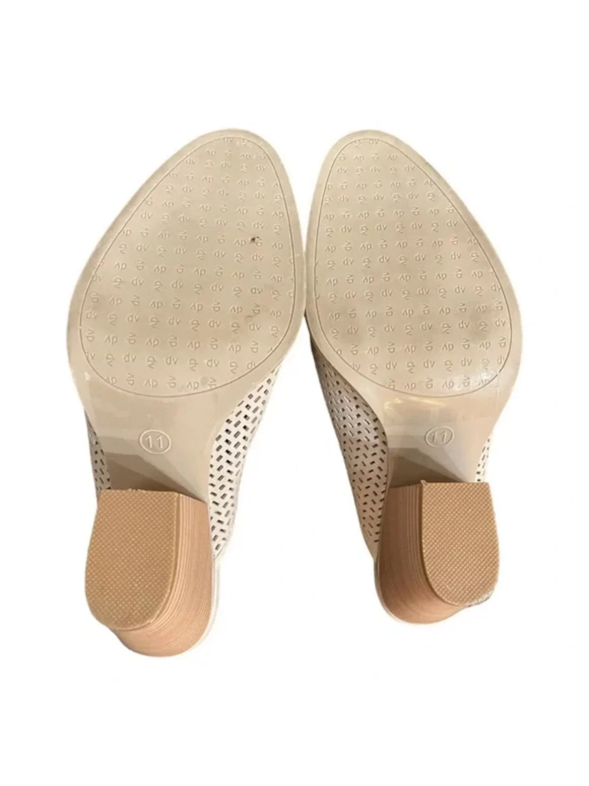 Heel Woven Mules Womens 9 On Heeled Slip Shoes Hudson Leather Block Ivory Padded Almond VITA DOLCE Toe
