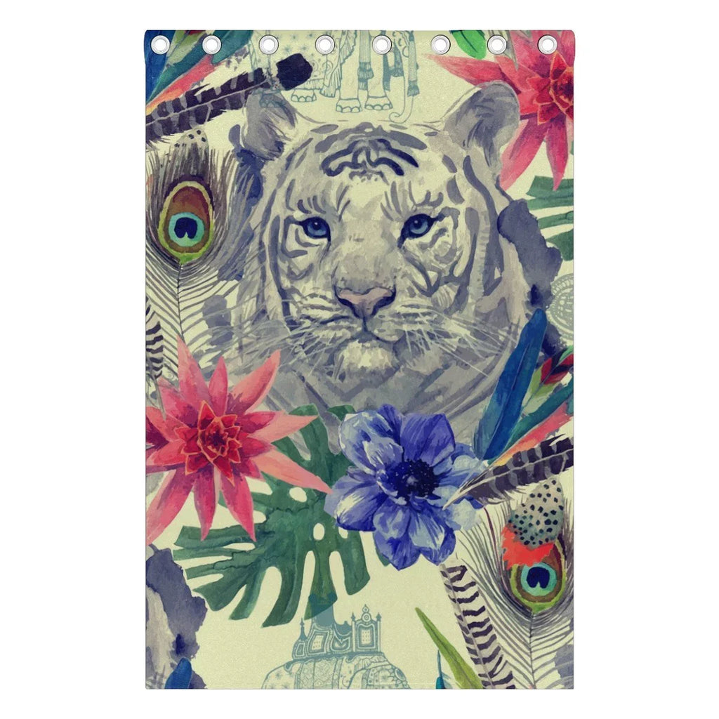 With Room,2 Blind Blackout Indian Thermal Vintage Head Bedroom Curtain (52Wx84L Living Inches) Pattern Window Curtains Tiger Feather POPCreation Curtain Darkening Panel Style for