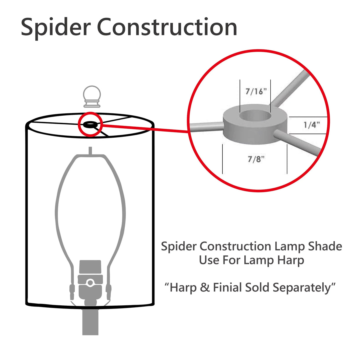 32030 Construction Transitional (6" in Creative x wide Aspen Lamp 12" Shade 12" x Hardback Empire 9") Ivory, Spider Shape