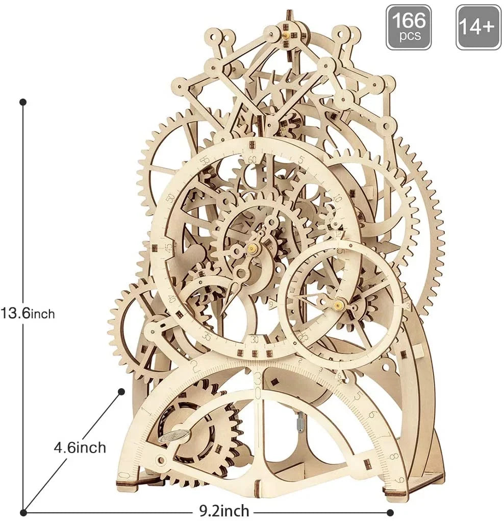 to 3D for Adults Clock Puzzle,Mechanical Gifts Build Birthday Robotime Set Gears Mechanical Building Kids Toy Pendulum Wooden
