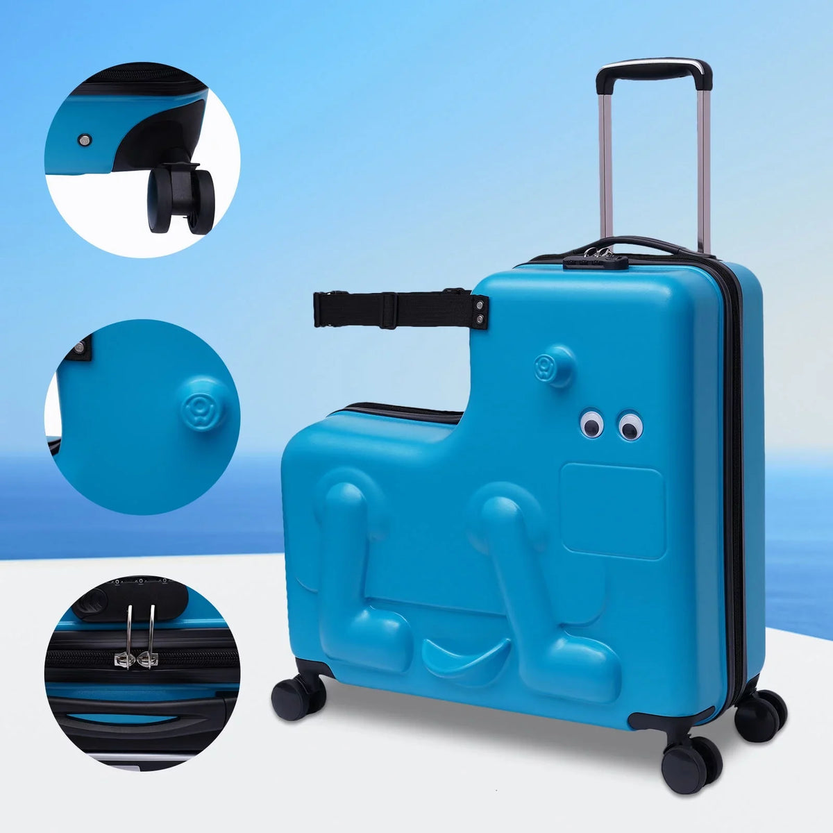 Years 4-12 Aged Wuzstar Universal Ride-on Kid's Suitcase transportable Waterproof 24" Luggage,ABS+PC Wheel Travel