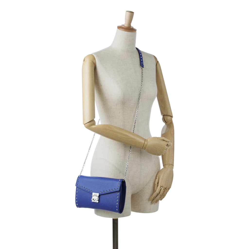 Bag Pre-Owned Crossbody Patricia Unisex Studded (Good) on Authenticated Calf Wallet Chain Leather MCM