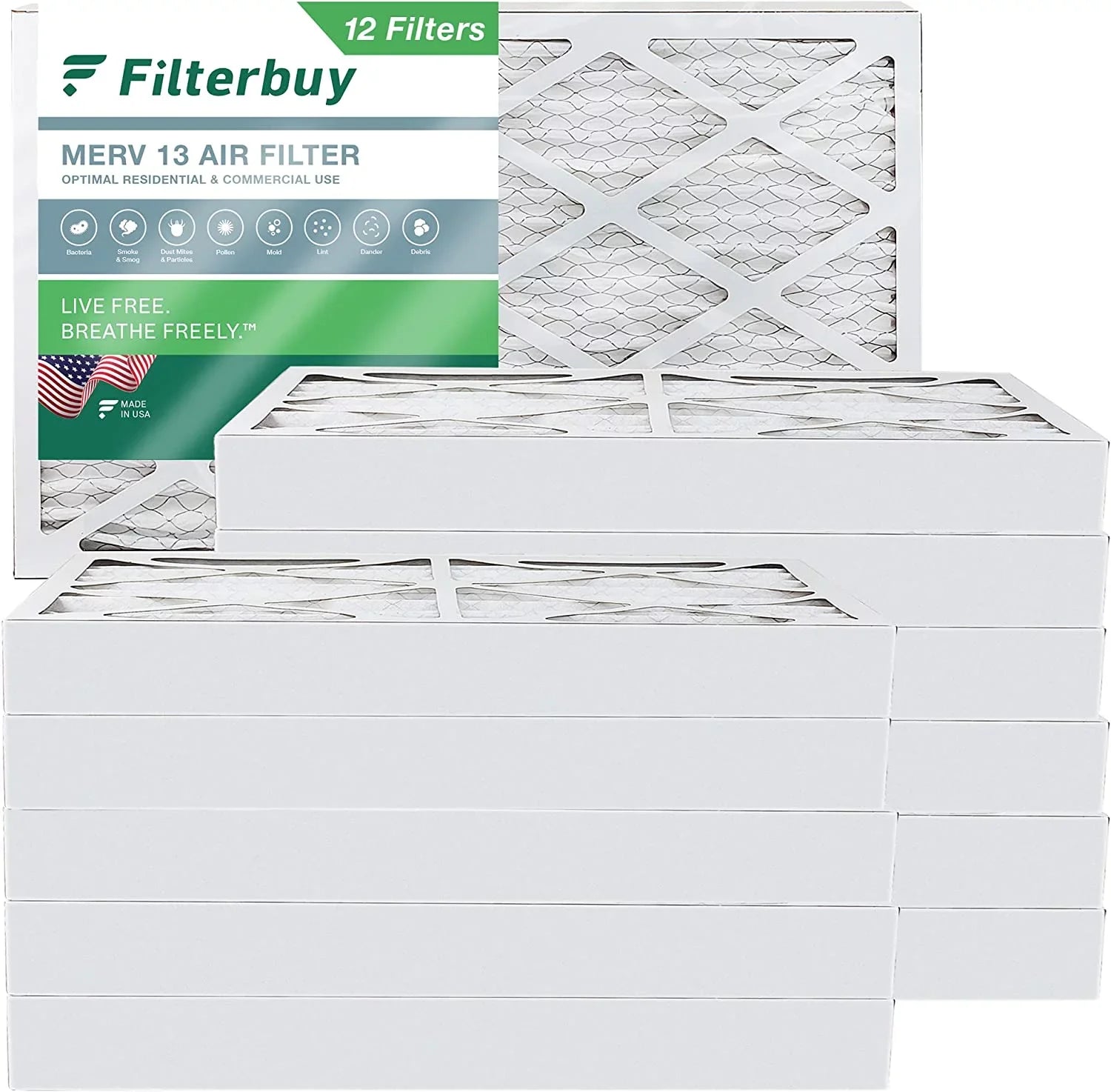 HVAC (12-Pack) 13 MERV AC atmospheric 10x25x4 Filterbuy Furnace Filters Pleated