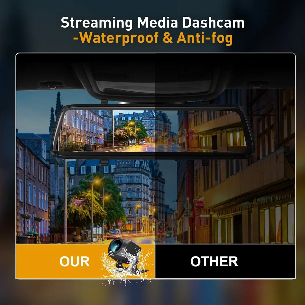 Dash Assistance, Mirror Camera, Vision, Super Motion Kit 10" Night Cars, Rear Recording for View, and Backup 1080P Front Screen Loop Dash Cam Touch Camera Dual Detection,Reversing