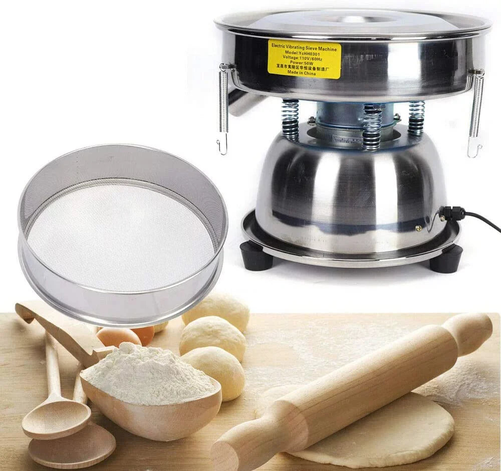 Flour Shaker Sifter Machine Sieve Vibration Home for Sifter, Electric Baking Kitchen Powder Commercial