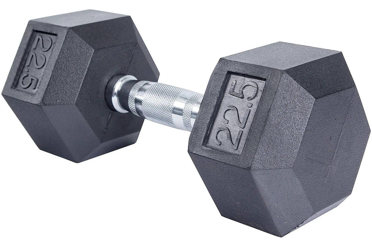 Dumbbell lbs Coated 2.5-22.5 Rubber 5 Fitness Set - (New) French Hex Pair