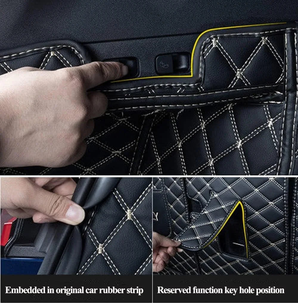 Custom Boot Liner Liner Makes for Full BMW-Tesla-Mercedes-Honda-Lexus-Subaru with Weather Car Cargo Mats -Black Trunk 95% Stitching Coverage Black Trunk Car Mats All