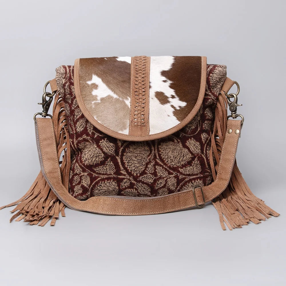 Upcycled western Body bag Hair-On purse OHLAY KB women Canvas handbag Leather Genuine Cross KB483