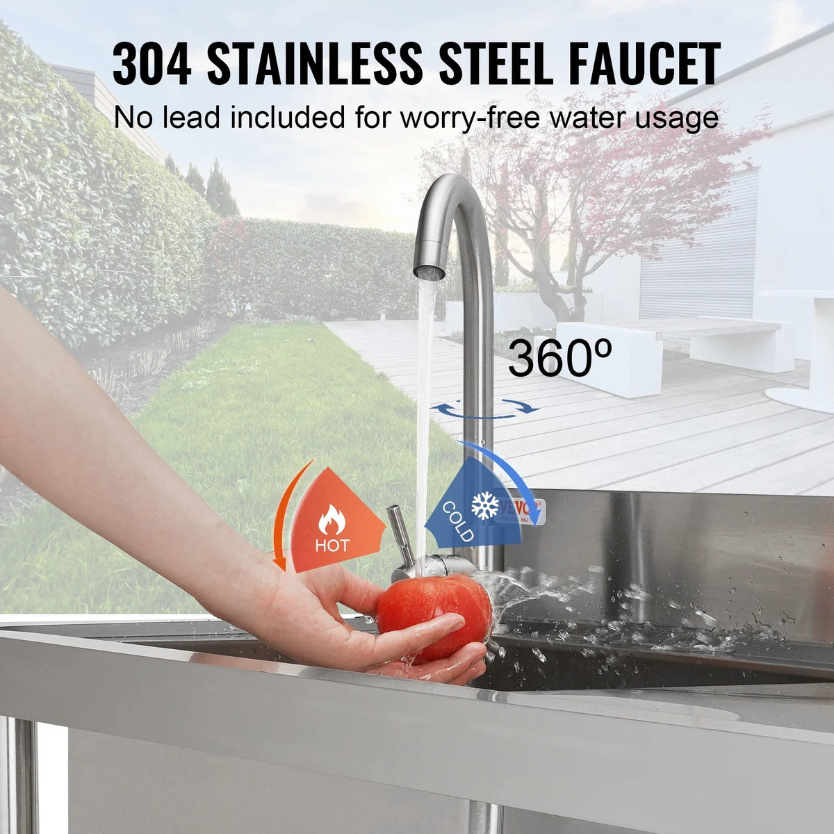 Utility Single Steel Sink w/Workbench BENTISM Bowl Stainless 47.2x19.7x37.4 in